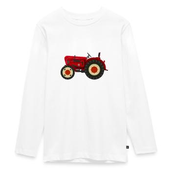Retro Oldtimer-Traktor rot - Teenager Premium Bio Langarmshirt - Weiß - Vorne - AI Model Kid Female (0cm)