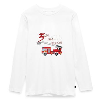 Feuerwehr Auto - 3. Geburtstag - Teenager Premium Bio Langarmshirt - Weiß - Vorne - AI Model Kid Female (0cm)