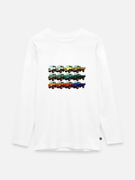 Farbpalette Unimog - Oldtimer - Regenbogen anders - Teenager Premium Bio Langarmshirt - Weiß