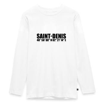 Saint-Denis coordinates - Teenager Premium Organic Long Sleeve Shirt - white - Front - AI Model Kid Female (0cm)