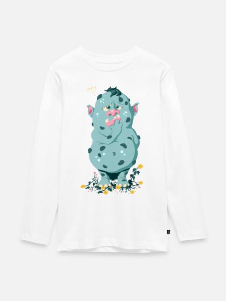 Troll im Blumenbeet Sorry - Teenager Premium Bio Langarmshirt - Weiß