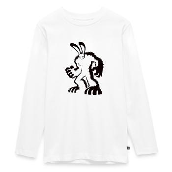 Muskulöser Hase Silhouetten Design - Teenager Premium Bio Langarmshirt - Weiß - Vorne - AI Model Kid Female (0cm)