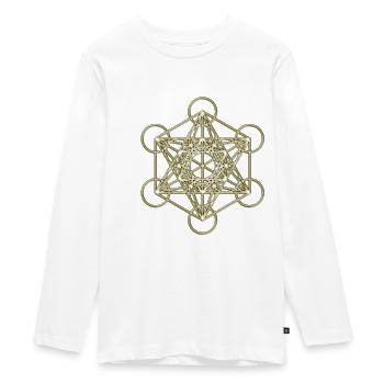 Metatrons Cube gold 3D - Teenager Premium Bio Langarmshirt - Weiß - Vorne - AI Model Kid Female (0cm)