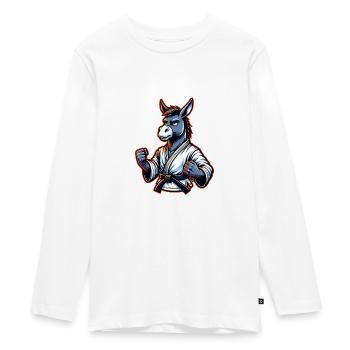 Funny Karate Donkey for Martial Arts Fans - Teenager Premium Organic Long Sleeve Shirt - white - Front - AI Model Kid Female (0cm)