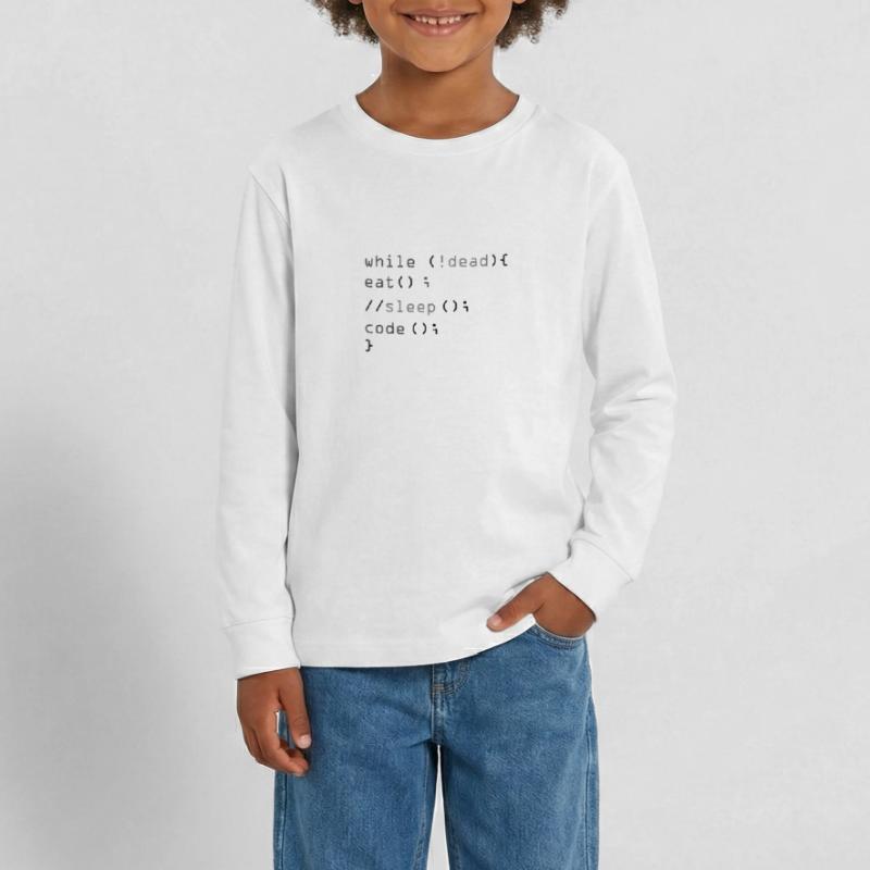 While Not Dead Eat Programmeur de code Sleep Hacker T-shirt manches longues Premium Ado