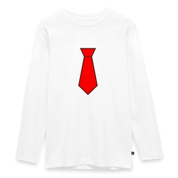 Red tie - Teenager Premium Organic Long Sleeve Shirt - white - Front - AI Model Kid Female (0cm)