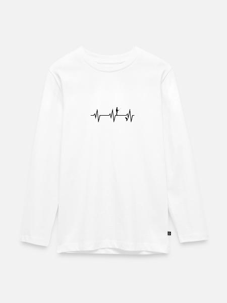 Angel Herzschlag - Teenager Premium Bio Langarmshirt - Weiß