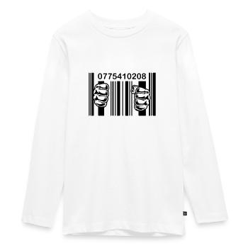 PRISON BARCODE - Teenager Premium Organic Long Sleeve Shirt - white - Front - AI Model Kid Female (0cm)