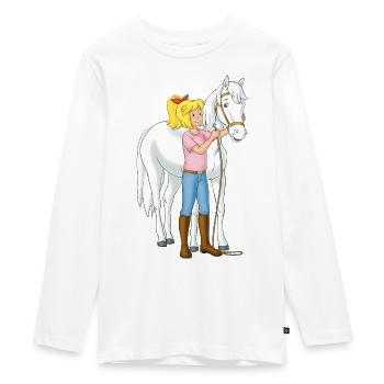 Bibi und Tina Bibi legt Sabrina das Halfter an - Teenager Premium Bio Langarmshirt - Weiß - Vorne - AI Model Kid Female (0cm)