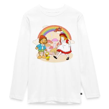 Alice Im Wunderland und Pinocchio Auf Abenteuer - Teenager Premium Bio Langarmshirt - Weiß - Vorne - AI Model Kid Female (0cm)