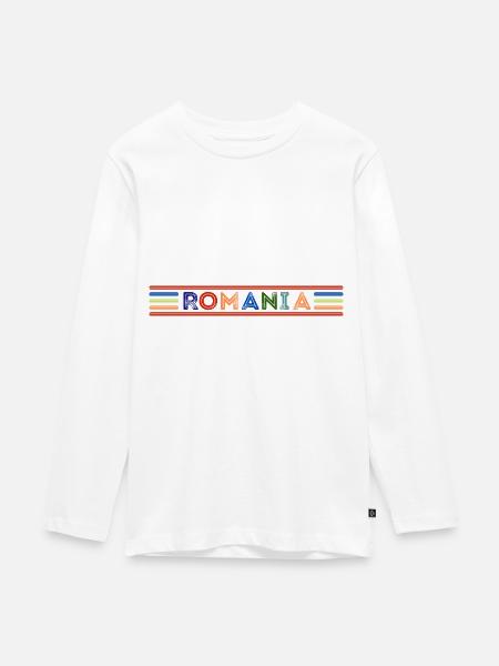 RUMÄNIEN - Teenager Premium Bio Langarmshirt - Weiß