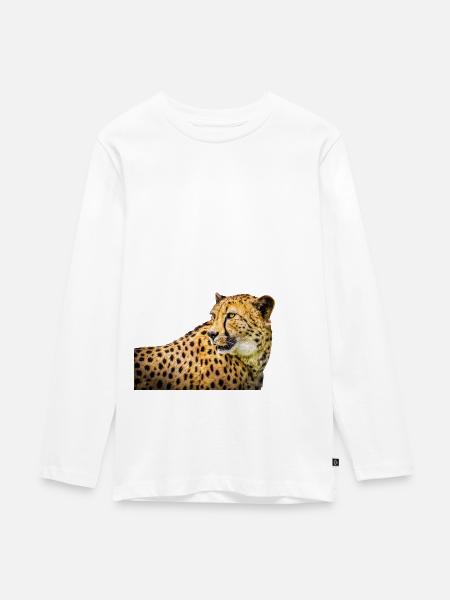 Gepard - Teenager Premium Bio Langarmshirt - Weiß