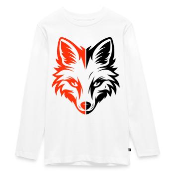 Fox Head - Teenager Premium Organic Long Sleeve Shirt - white - Front - AI Model Kid Female (0cm)