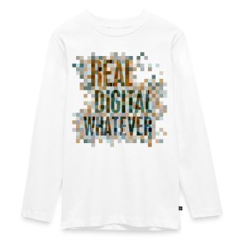 Statement: Real. Digital. Whatever. - Teenager Premium Organic Long Sleeve Shirt - white - Front - AI Model Kid Female (0cm)