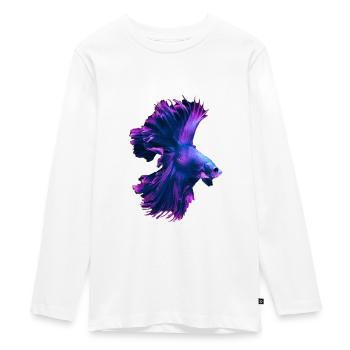 Betta Splendens Bettas Siamesischer Kampffisch - Teenager Premium Bio Langarmshirt - Weiß - Vorne - AI Model Kid Female (0cm)