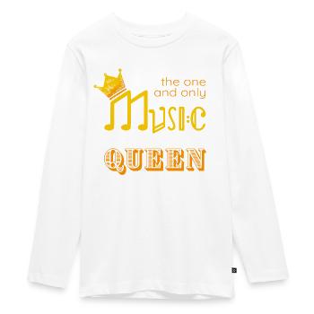 "Music Queen" Musikerin Musik - Teenager Premium Bio Langarmshirt - Weiß - Vorne - AI Model Kid Female (0cm)
