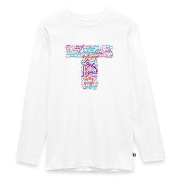 Taylor word cloud letter T gift for Taylor - Teenager Premium Organic Long Sleeve Shirt - white - Front - AI Model Kid Female (0cm)