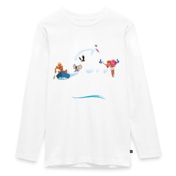 Zoom Der Weiße Delfin Logo - Teenager Premium Bio Langarmshirt - Weiß - Vorne - AI Model Kid Female (0cm)