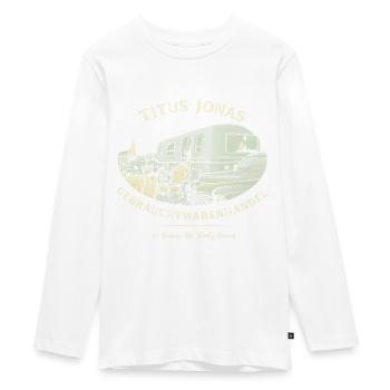 Die Drei ??? Gebrauchtwarenhandel Design - Teenager Premium Bio Langarmshirt - Weiß - Vorne - AI Model Kid Female (0cm)
