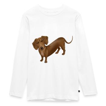 Chien - teckel - T-shirt manches longues Premium Ado - blanc - Devant - AI Model Kid Female (0cm)