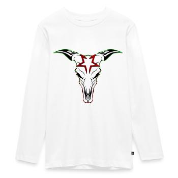 creepy cow skull - Teenager Premium Organic Long Sleeve Shirt - white - Front - AI Model Kid Female (0cm)