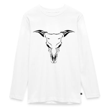 creepy cow skull - Teenager Premium Organic Long Sleeve Shirt - white - Front - AI Model Kid Female (0cm)