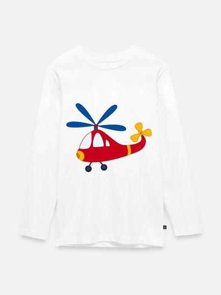 Small Cute Helicopter | small pilot - Teenager Premium Organic Long Sleeve Shirt - white