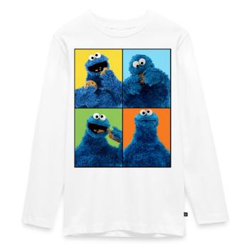 Sesame Street Four Poses Of Cookie Monster - Teenager Premium Organic Long Sleeve Shirt - white - Front - AI Model Kid Female (0cm)