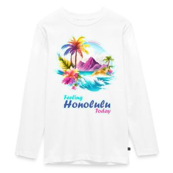 Sommertraum am Meer, strahlende Farben, Honolulu - Teenager Premium Bio Langarmshirt - Weiß - Vorne - AI Model Kid Female (0cm)