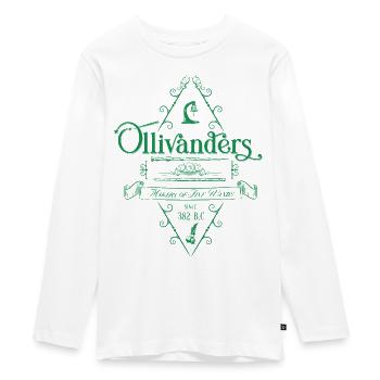 Harry Potter Ollivanders Geschäft Grünes Logo - Teenager Premium Bio Langarmshirt - Weiß - Vorne - AI Model Kid Female (0cm)