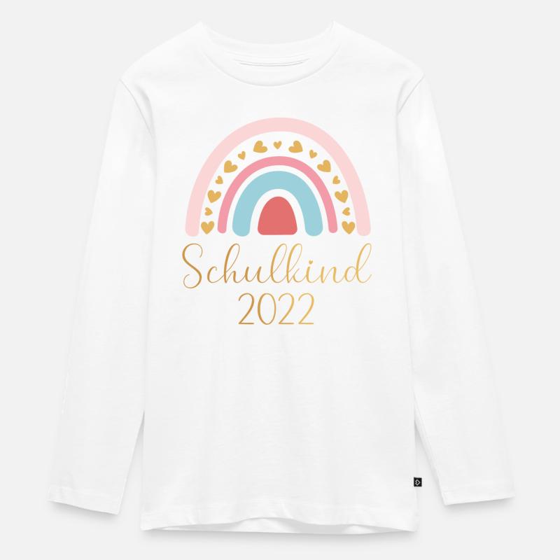 Schulkind8 - Teenager Premium Bio Langarmshirt - Weiß