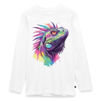 Leguan Echse Reptil Tier Natur Tropen Bunt Kunst - Teenager Premium Bio Langarmshirt - Weiß - Vorne - AI Model Kid Female (0cm)