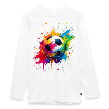 Fußball, Fußball, Fußball, leidenschaftlicher Fan, Unterstützer - Teenager Premium Bio Langarmshirt - Weiß - Vorne - AI Model Kid Female (0cm)