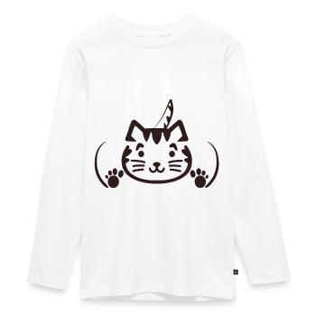 Chat mignon - T-shirt manches longues Premium Ado - blanc - Devant - AI Model Kid Female (0cm)