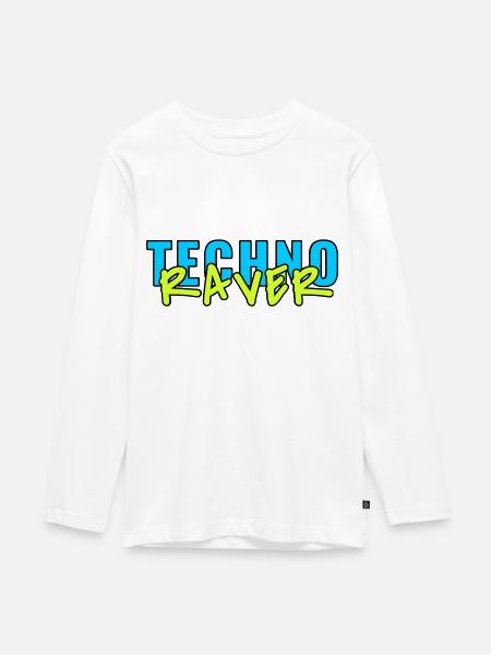 techno raver - Teenager Premium Bio Langarmshirt - Weiß