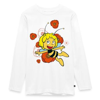 Biene Maja mit Mohn - Teenager Premium Bio Langarmshirt - Weiß - Vorne - AI Model Kid Female (0cm)