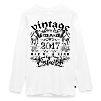 Anniversaire 2017 Décembre 2017 né en December - T-shirt manches longues Premium Ado - blanc - Devant - AI Model Kid Female (0cm)