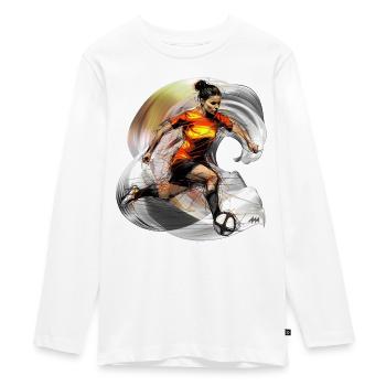 Fußballspielerin - dynamische Grafik für Frauen - Teenager Premium Bio Langarmshirt - Weiß - Vorne - AI Model Kid Female (0cm)