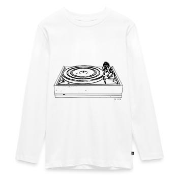 Turntable Dual 1219 Turntable retro black - Teenager Premium Organic Long Sleeve Shirt - white - Front - AI Model Kid Female (0cm)