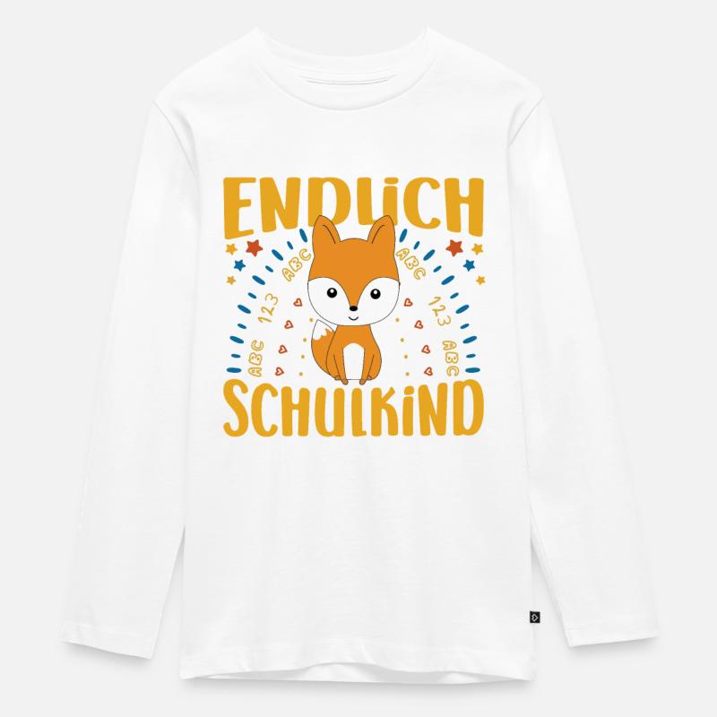Einschulung Endlich Schulkind Mädchen - Teenager Premium Bio Langarmshirt - Weiß