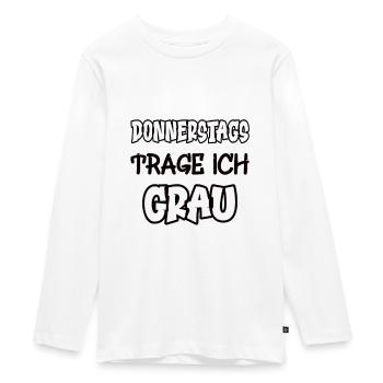 Les jeudis je porte du gris Dire Couleur gris - T-shirt manches longues Premium Ado - blanc - Devant - AI Model Kid Female (0cm)