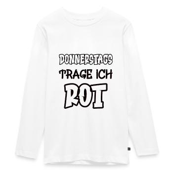 Le jeudi, je porte du rouge Dire couleur rouge - T-shirt manches longues Premium Ado - blanc - Devant - AI Model Kid Female (0cm)
