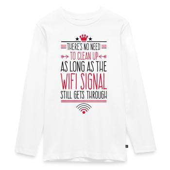 WLAN - Vous n’avez à nettoyer que lorsque le WLAN... - T-shirt manches longues Premium Ado - blanc - Devant - AI Model Kid Female (0cm)