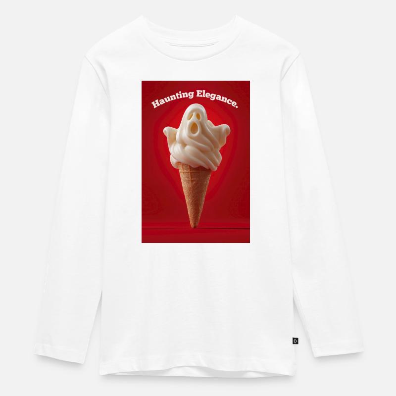Cornet de crème glacée hantant - T-shirt manches longues Premium Ado - blanc