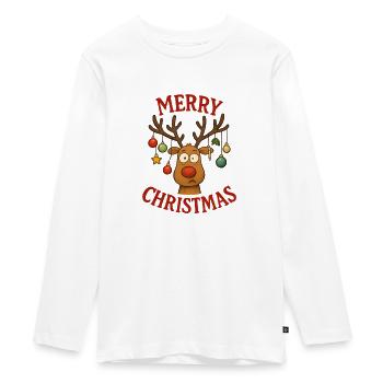 Cerf Rudolph Joyeux Noël doux - T-shirt manches longues Premium Ado - blanc - Devant - AI Model Kid Female (0cm)