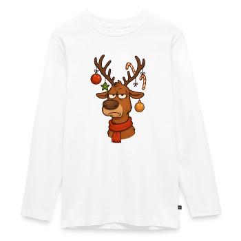 Hirsch Rudolph Joyeux Noël - T-shirt manches longues Premium Ado - blanc - Devant - AI Model Kid Female (0cm)