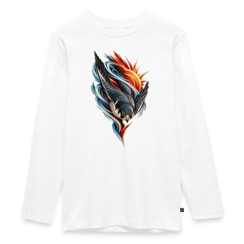 Falke - Teenager Premium Bio Langarmshirt - Weiß - Vorne - AI Model Kid Female (0cm)