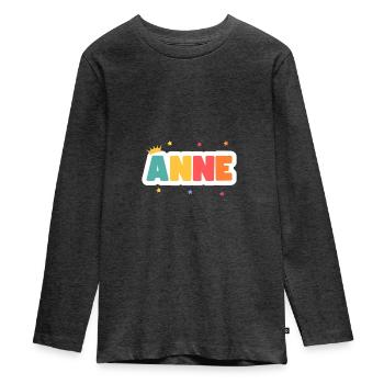 Anne! Personalisierbar - Teenager Premium Bio Langarmshirt - Anthrazit meliert - Vorne - AI Model Kid Female (0cm)