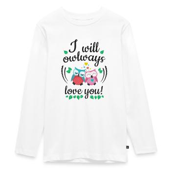 i will owlways love you owls je vais owlways amour - T-shirt manches longues Premium Ado - blanc - Devant - AI Model Kid Female (0cm)