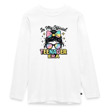 Fille du 13e anniversaire à l’époque officielle de mon adolescence - T-shirt manches longues Premium Ado - blanc - Devant - AI Model Kid Female (0cm)